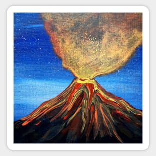 Fiery volcano erupting - blue and orange Sticker